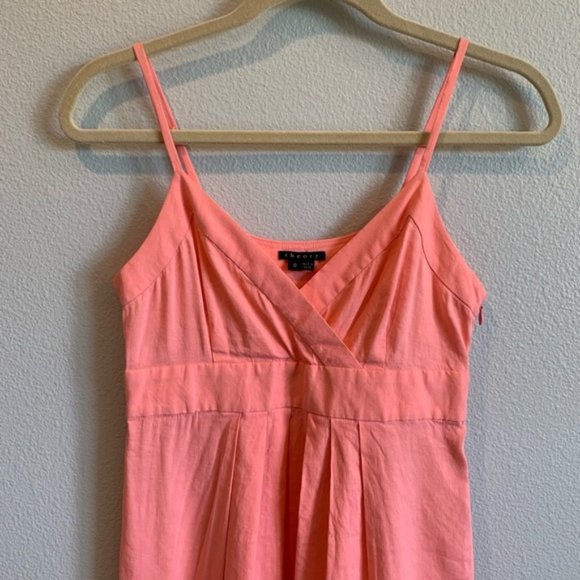Theory "Miga" Pink Linen Spaghetti Strap Dress - Picture 3 of 8